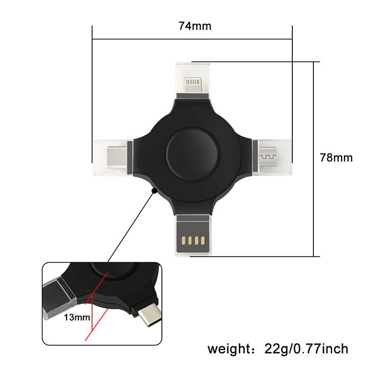 Spinner shape adapter with Micro TypeC lightning connector Spinner shape adapter with Micro TypeC lightning connector
