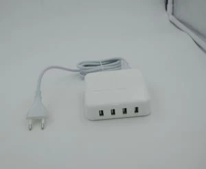 4 USB 포트 벽면 충전기(케이블 EU 플러그 포함)