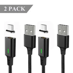 나일론 위브 LED 마그네틱 마이크로 USB C형 충전 케이블